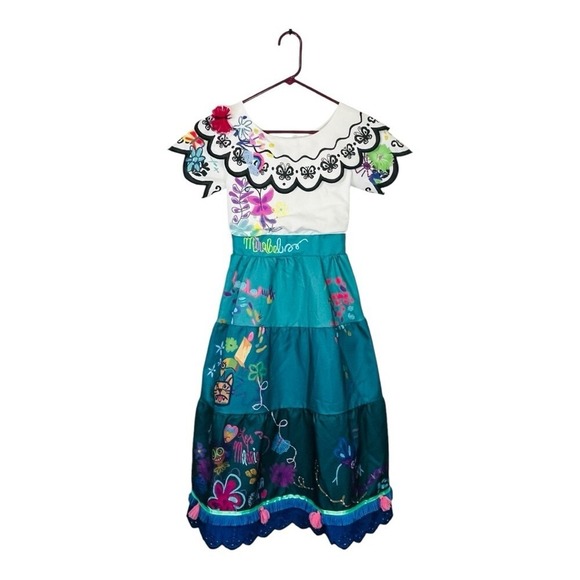 Disney‎ Deluxe Encanto Mirabel Costume with Wig Floral Dress Girls Size 7/8 - Picture 2 of 13